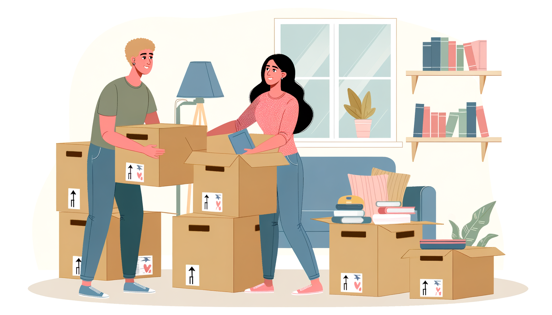 "Couple emballant des boîtes en carton ensemble pour déménager afin de suivre le nouveau travail du conjoint"